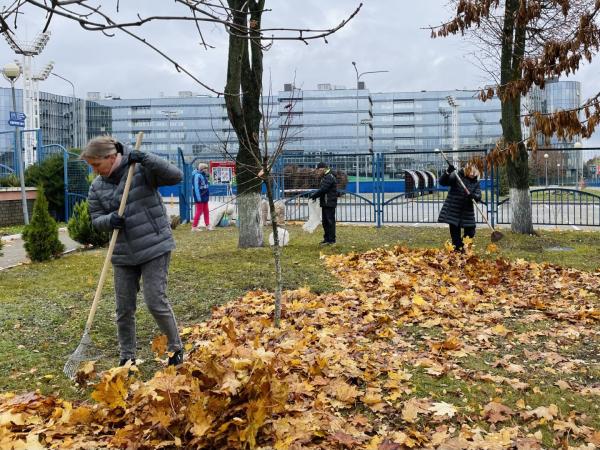 Сотрудники РЦОП по теннису преображают территорию на субботнике